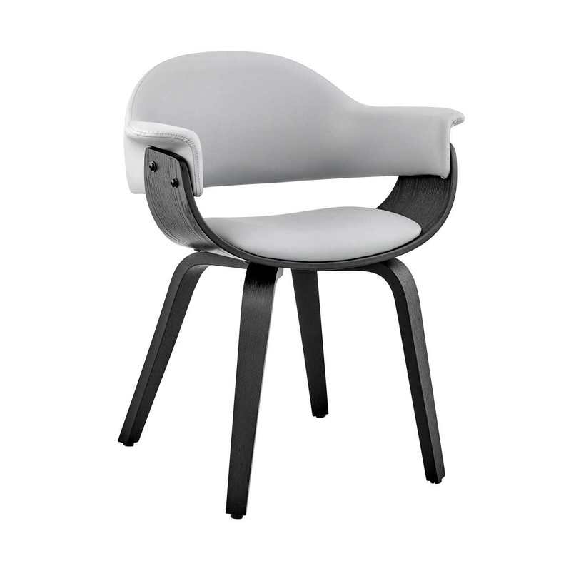 Adalyn Gray Faux Leather and Black Wood Dining Room Accent Chair By Armen Living