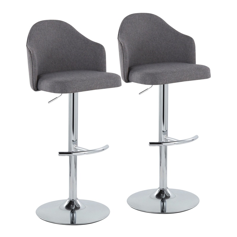 Ahoy Adjustable Barstool - Set of 2 By LumiSource - BS-AHOYUPFB-RT2 CHRGY2