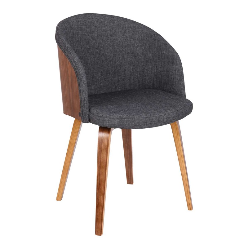 Alpine Mid-Century Dining Chair in Charcoal Fabric with Walnut Wood By Armen Living