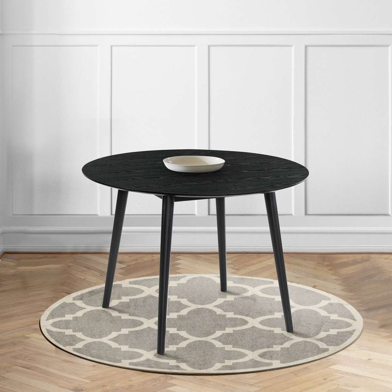 Arcadia 42" Round Dining Table in Black Wood By Armen Living