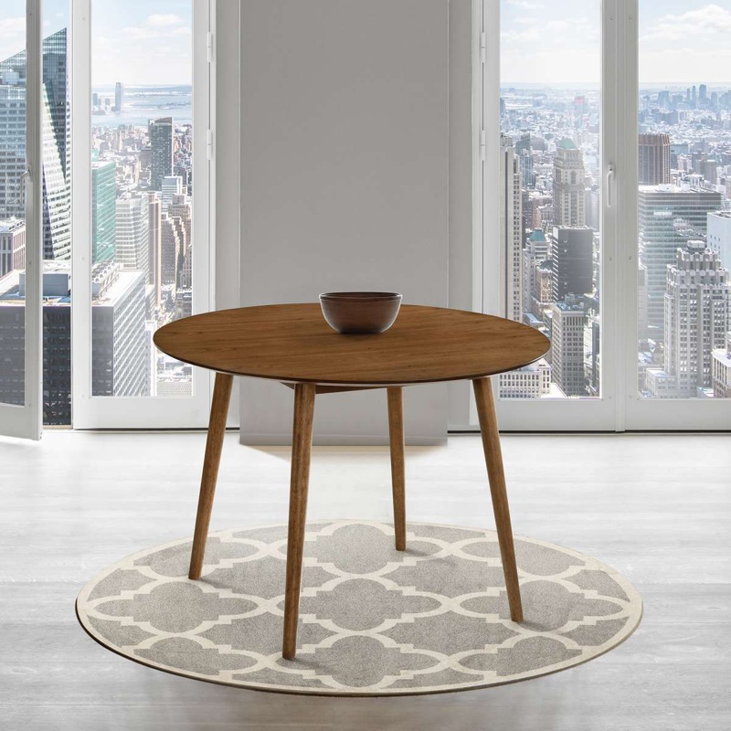 Arcadia 42" Round Dining Table in Walnut Wood By Armen Living