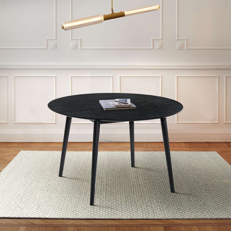 Arcadia 48" Round Dining Table in Black Wood By Armen Living