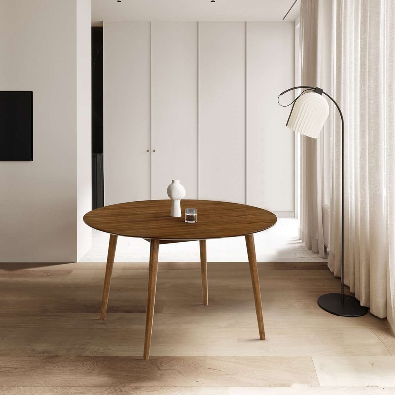 Arcadia 48" Round Dining Table in Walnut Wood By Armen Living