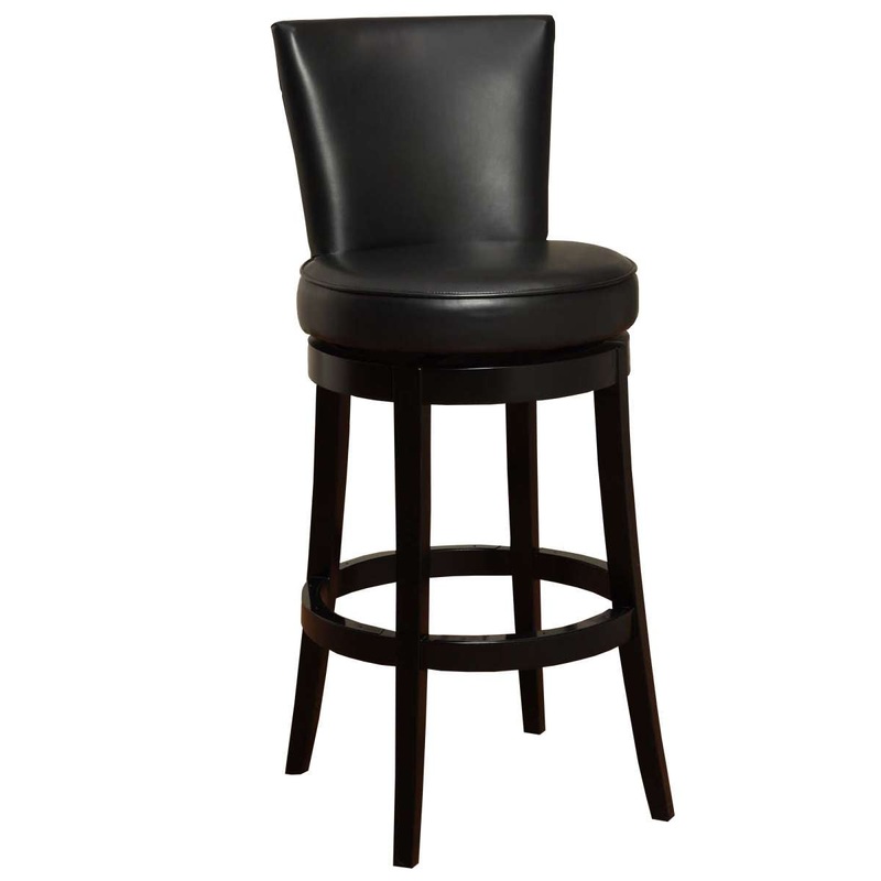 Boston 26" Counter Height Swivel Black Faux Leather and Black Wood Bar Stool By Armen Living