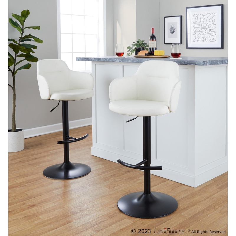 Boyne Adjustable Barstool - Set of 2 By LumiSource - BS-BOYNEPU-RT2 BKW2
