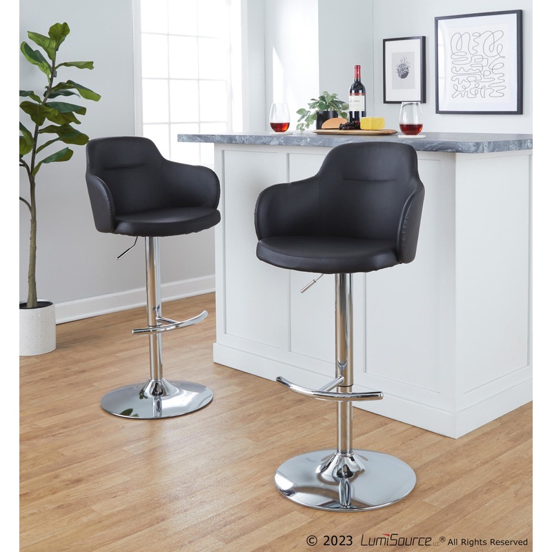 Boyne Adjustable Barstool - Set of 2 By LumiSource - BS-BOYNEPU-RT2 CHRBK2