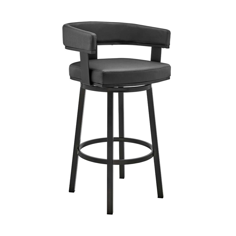 Cohen 26" Counter Height Swivel Bar Stool in Black Finish and Black Faux Leather By Armen Living
