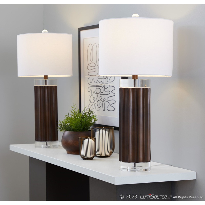 Cylinder Fluted 29.25" Polyresin Table Lamp - Set of 2 By LumiSource - GTP29-CYLFLT BNW2