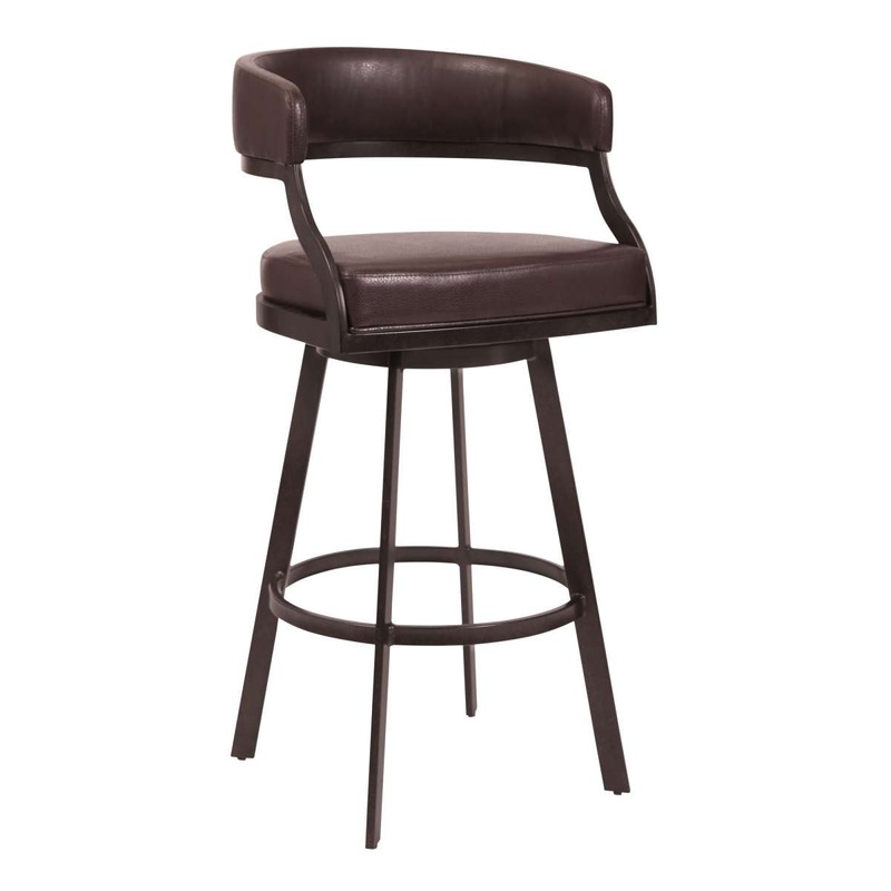 Dione 26" Counter Height Barstool in Auburn Bay and Brown Faux Leather By Armen Living
