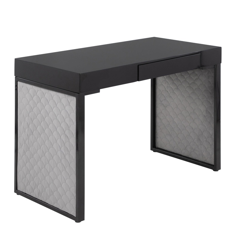 Drift Upholstered Desk By LumiSource - OFD-DRIFTUP BKBKSV
