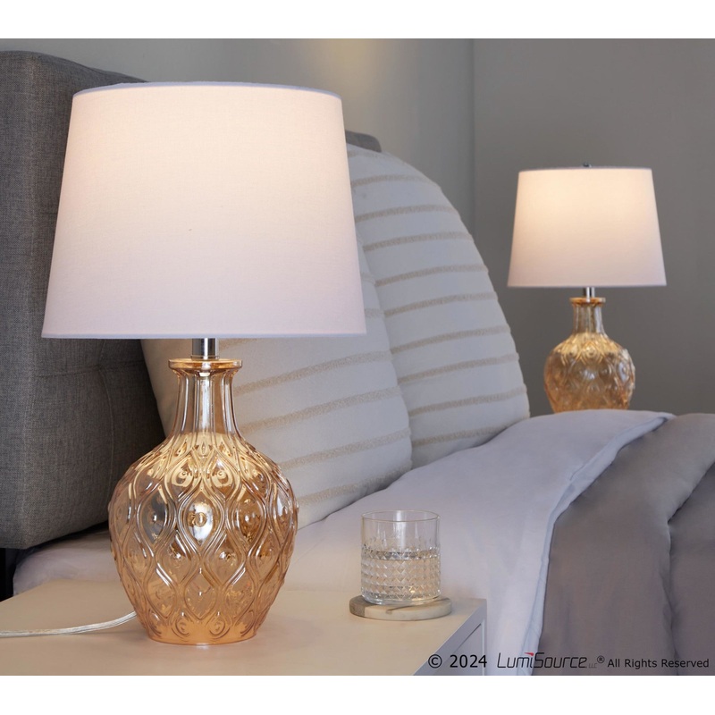 Gloria Round 20" Glass Accent Lamp - Set of 2 By LumiSource - GTG21-GLORIARN CRCHRW2
