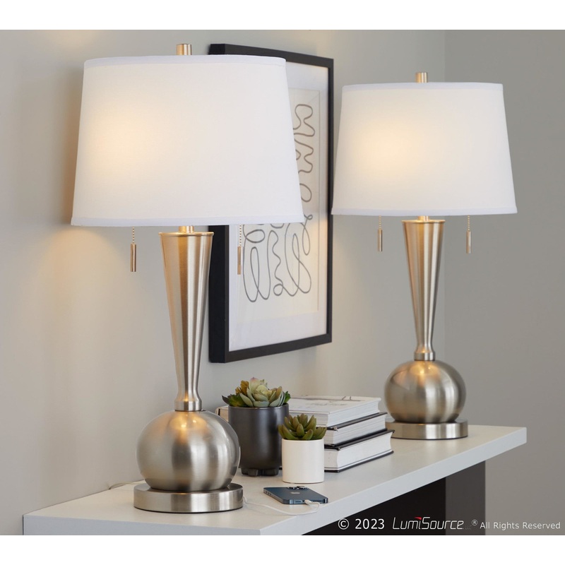 Jules 30.25" Metal Table Lamp with USB - Set of 2 By LumiSource - GTS30-JULES BNIW2