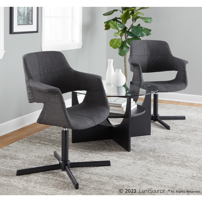 Vintage Flair Swivel Accent Chair By LumiSource - CHR-VFL-XPED1 BKCHAR1