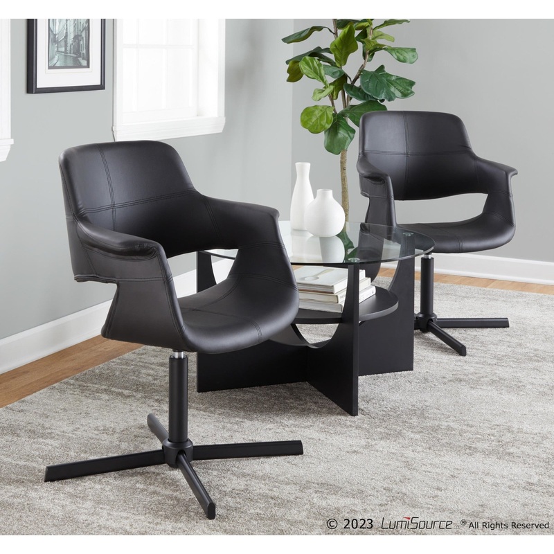 Vintage Flair Swivel Accent Chair By LumiSource - CHR-VFLPU-XPED1 BKBK1