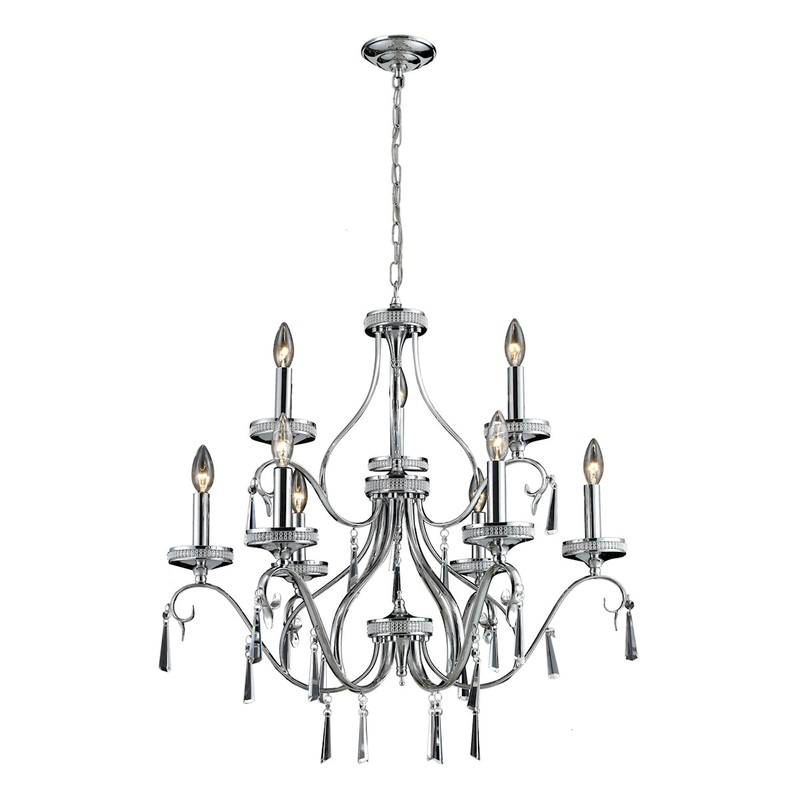 9-Light Crystal Pendant in Clear and Chrome ELK Lighting