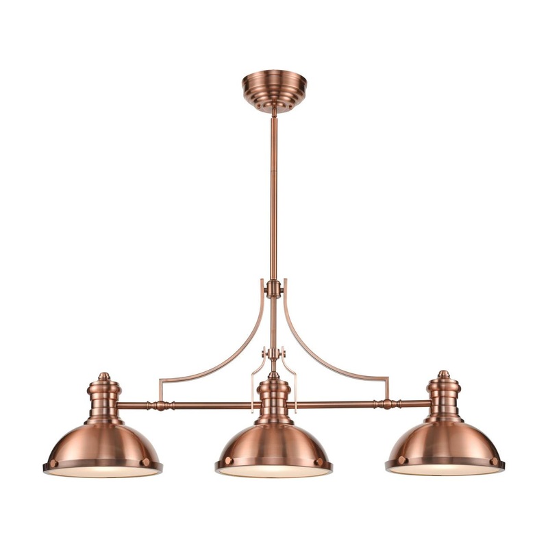 Chadwick 3-Light Island Light in Antique Copper with Matching Shade ELK Lighting