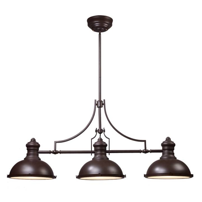 Chadwick 3-Light Island Light in Oiled Bronze with Matching Shade ELK Lighting