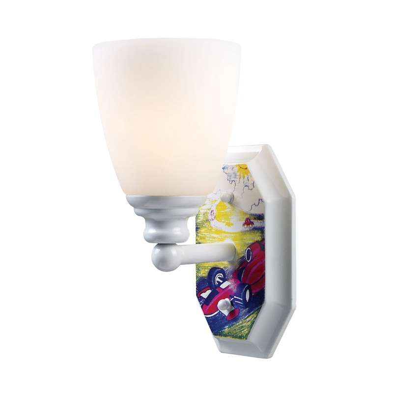 Kidshine 1-Light Sconce Automobiles in white ELK Lighting