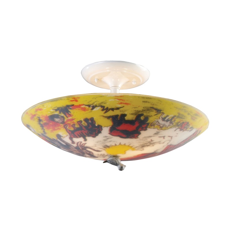 Kidshine 3-Light Semi Flush Mount in White with Noah's Ark Motif ELK Lighting