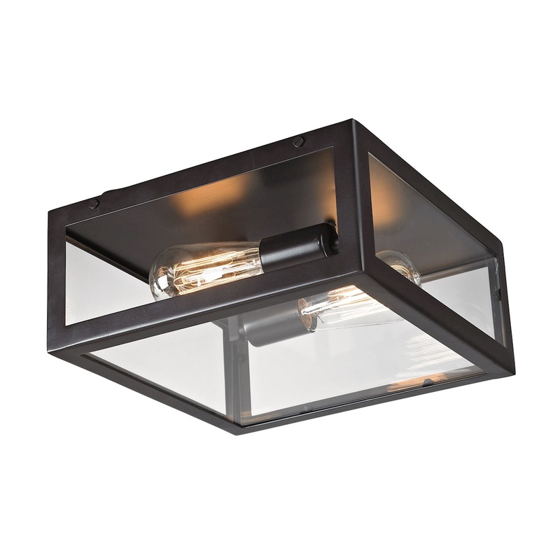 Parameters 2-Light Flush Mount in Bronze with Clear Glass ELK Lighting