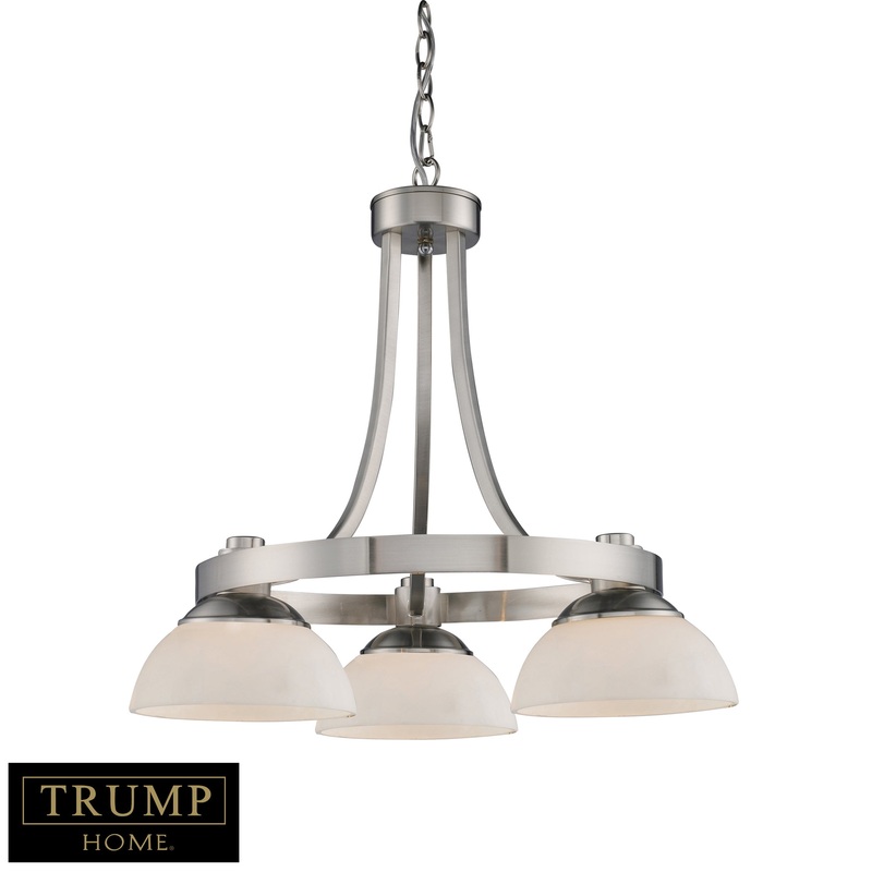 3-Light Chandelier in Brushed Nickel with White Glass ELK Lighting