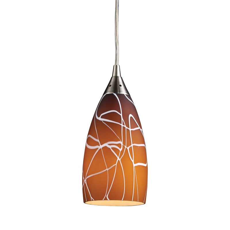 Abstraction 1-Light Pendant in Brown and Satin Nickel Finish ELK Lighting