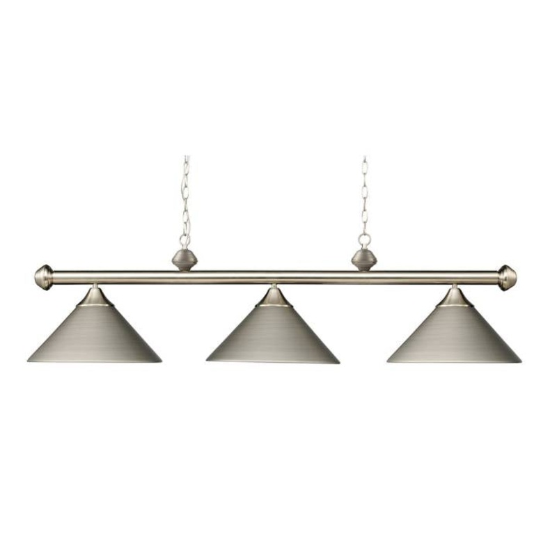 Casual Traditions 3-Light Island Light in Satin Nickel with Metal Shades ELK Lighting