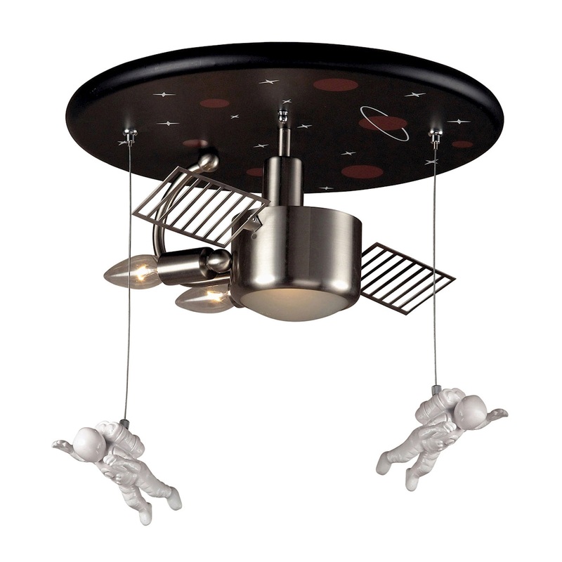 Novelty 2-Light Flush Mount in Black and Satin Nickel with Spacewalk Motif ELK Lighting