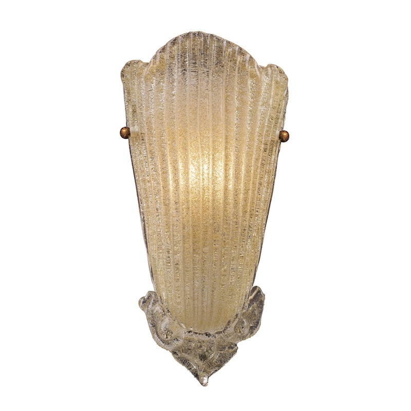 Providence 1-Light Sconce in Antique Gold Leaf with Textured Glass ELK Lighting