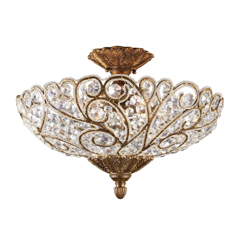 Seneca 6-Light Semi Flush in Spanish Bronze with Crystal ELK Lighting