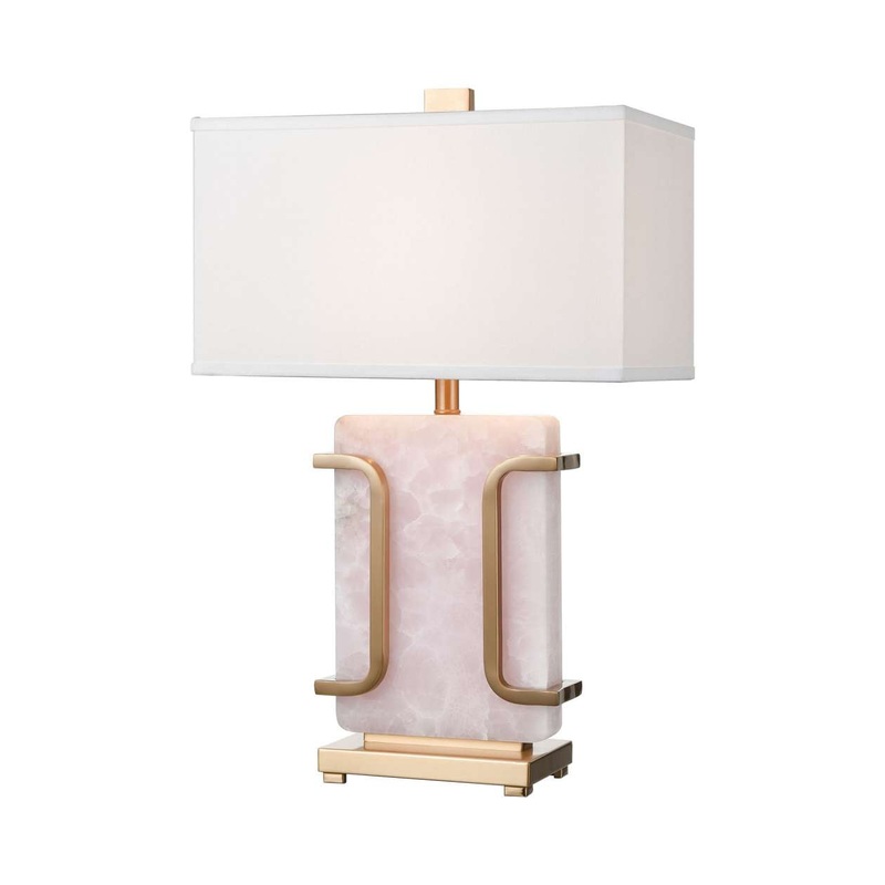 Archean Table Lamp in Pink and Cafe Bronze with a White Linen Shade ELK Home