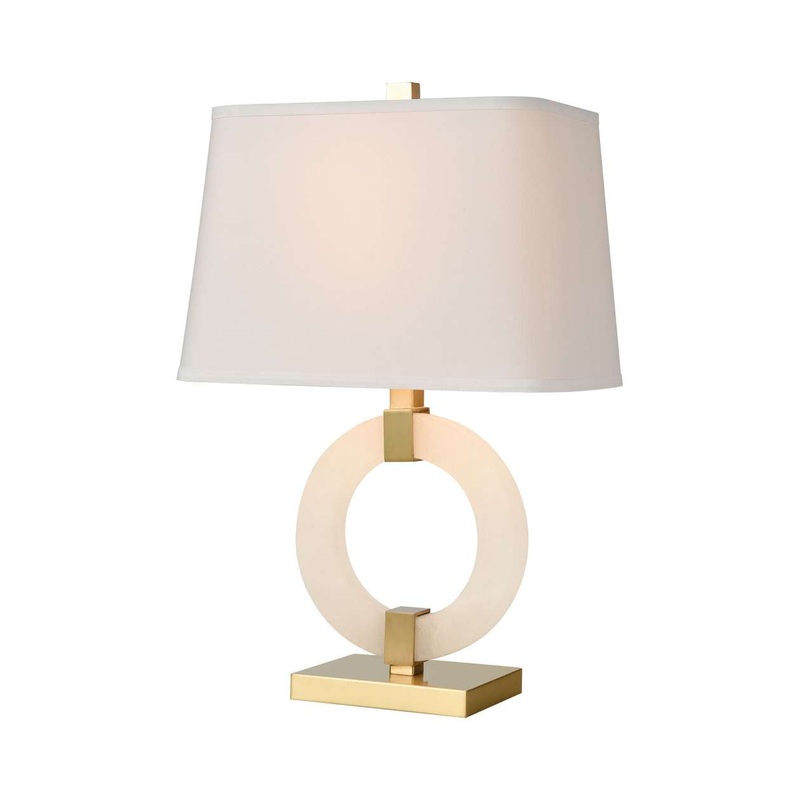Envrion Table Lamp in Honey Brass with a White Linen Shade ELK Home