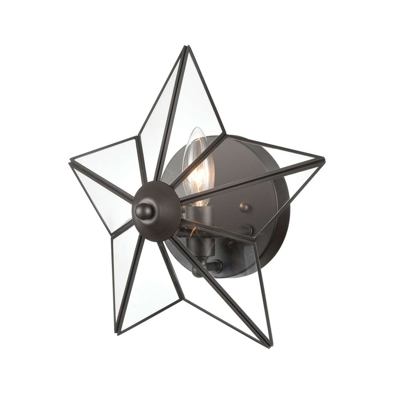 Moravian Star 1-Light Wall Sconce in Oil Rubbed Bronze with Clear Glass - Large ELK Home