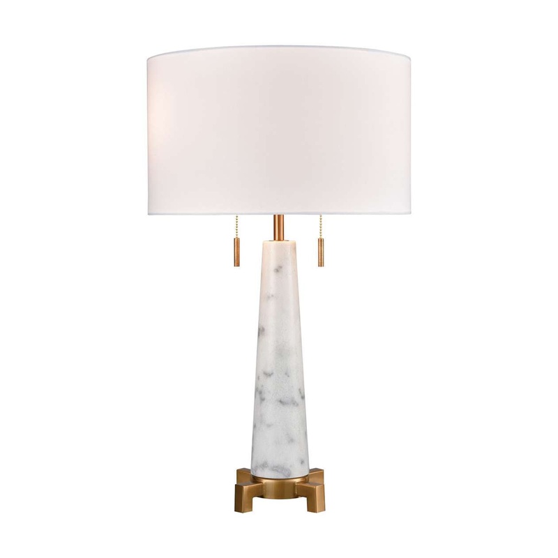 Rocket 2-Light Table Lamp in Alabaster and Aged Brass ELK Home