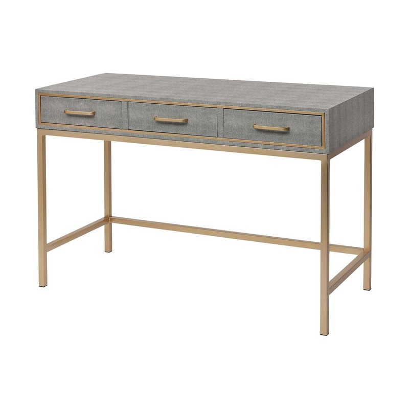 Sands Point 3-Drawer Desk in Grey and Gold ELK Home