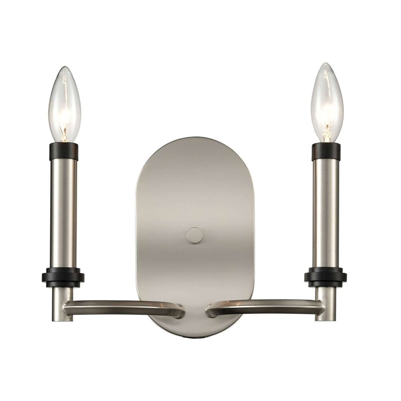 Sunsphere 2-Light Wall Sconce in Satin Nickel and Matte Black ELK Home