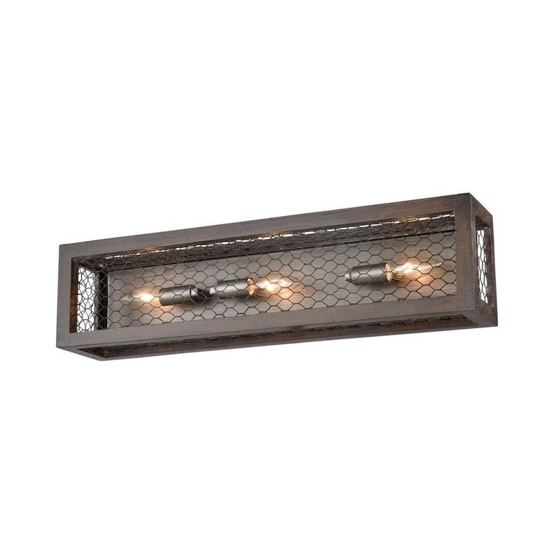 Renaissance Invention 3-Light Wall Sconce in Aged Wood and Wire - Linear ELK Home