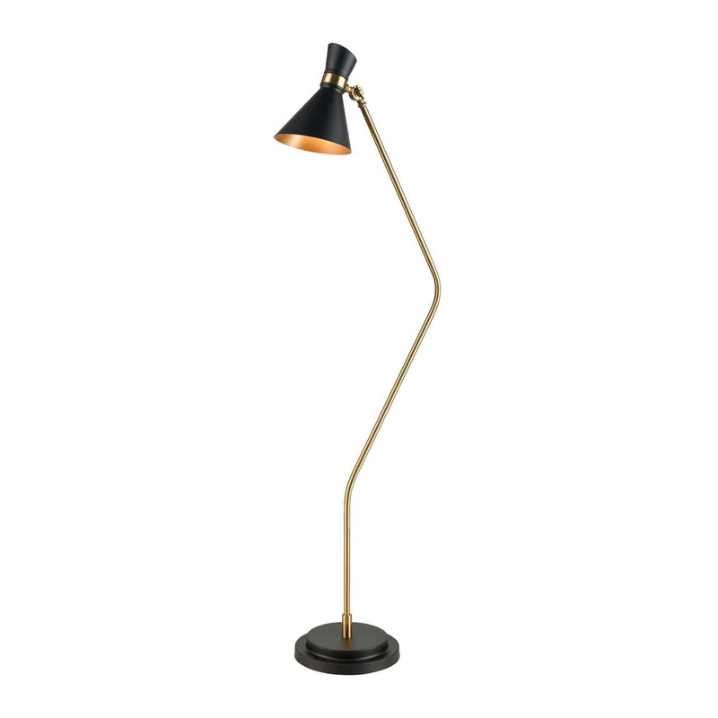 Virtuoso Floor Lamp in Matte Black and Aged Brass ELK Home