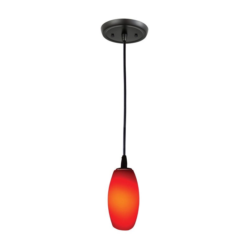 1-Light Pendant in Gloss Black with Vermillion Glass ELK Lighting