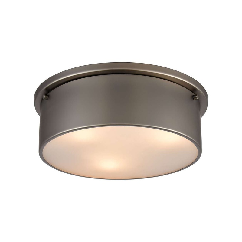 3-Light Flush Mount in Black Nickel with Frosted Glass ELK Lighting