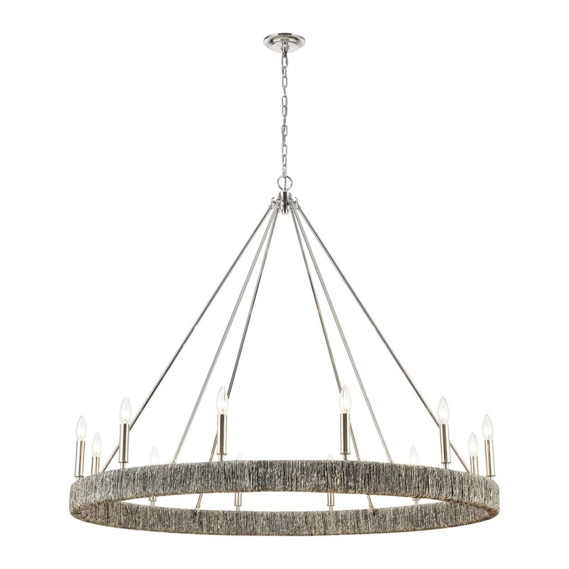 Abaca 12-Light chandelier in Polished Nickel ELK Lighting