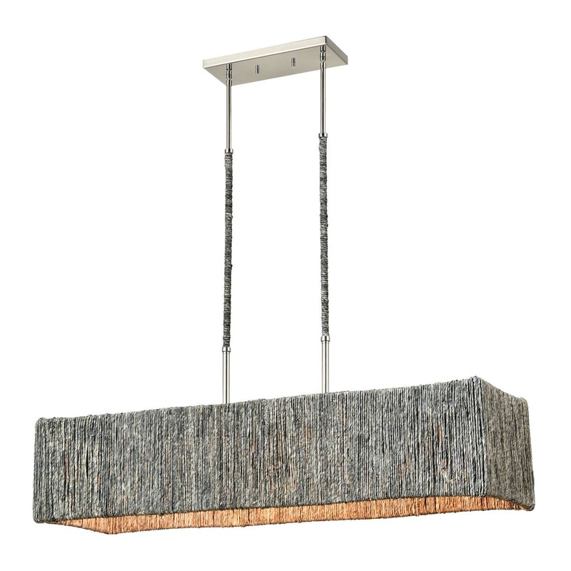 Abaca 5-Light island light in Polished Nickel ELK Lighting
