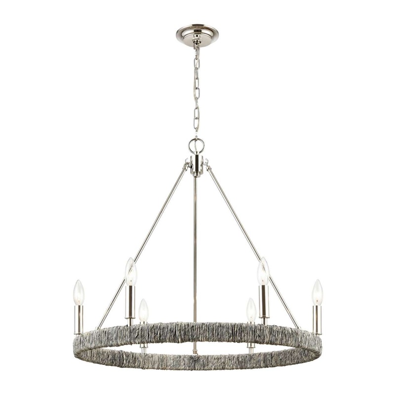 Abaca 6-Light chandelier in Polished Nickel ELK Lighting