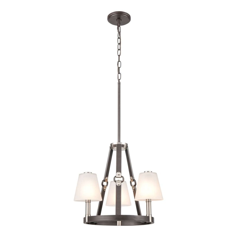 Armstrong Grove 3-Light chandelier in Espresso Brown / Satin Nickel ELK Lighting