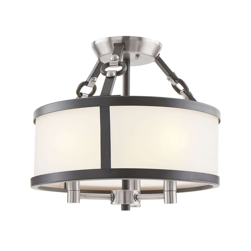 Armstrong Grove 3-Light semi flush mount in Espresso Brown / Satin Nickel ELK Lighting