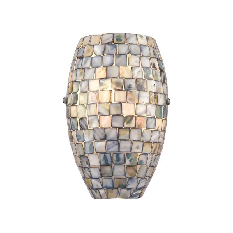 Capri 1-Light Sconce in Satin Nickel with Glass/Gray Capiz Shells ELK Lighting