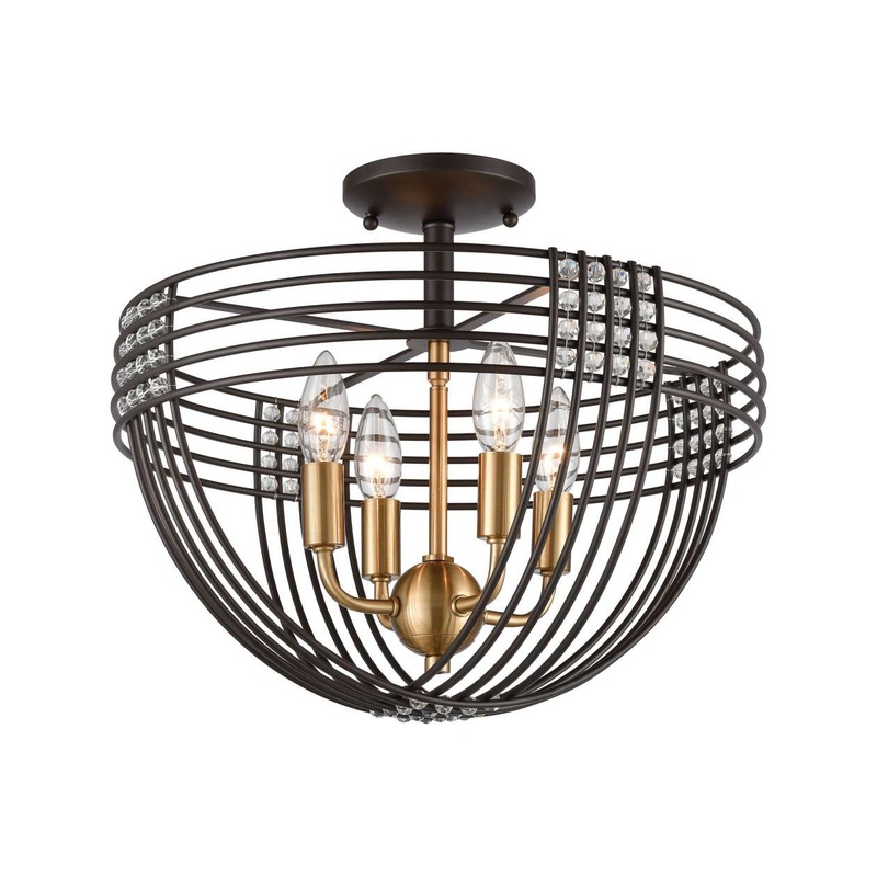Concentric 4-Light Semi Flush Mount in Oil Rubbed Bronze with Clear Crystal Beads ELK Lighting