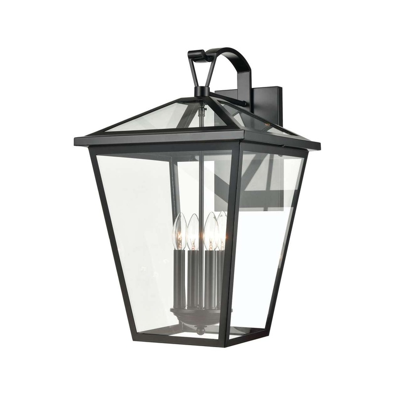 Main Street 4-Light Outdoor Sconce in Black with Clear Glass Enclosure ELK Lighting