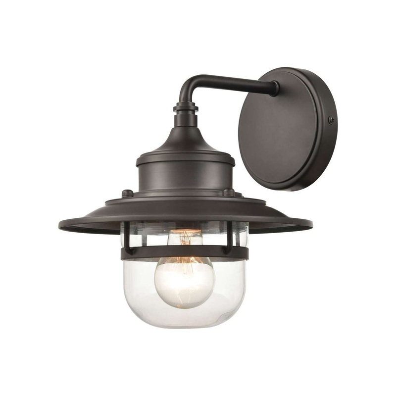 Renninger 1-Light Outdoor Sconce in Oil Rubbed Bronze with Clear Glass ELK Lighting