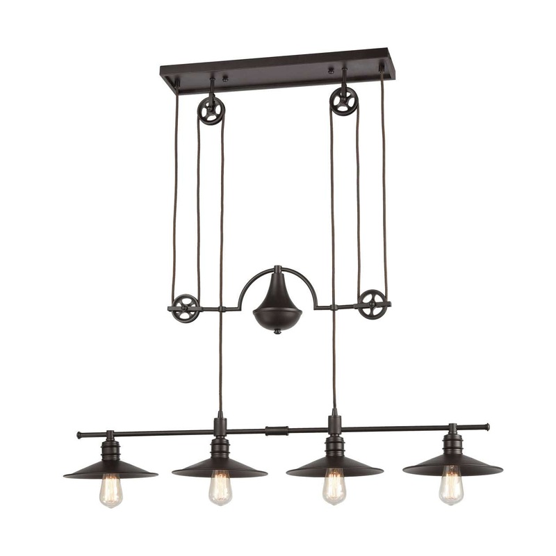 Spindle Wheel 4-Light Island Light in Oil Rubbed Bronze ELK Lighting